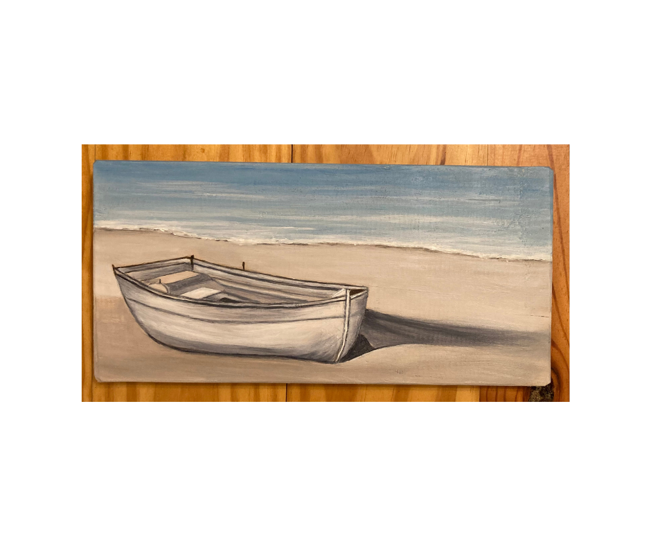 Sculling Skiff on Wooden Board