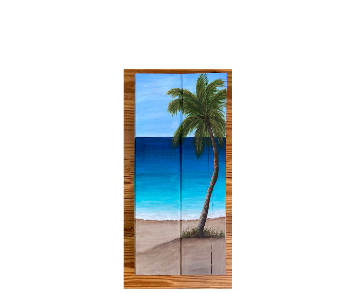 Palm Tree on Wooden Board