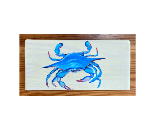 Blue Crab on Wooden Board