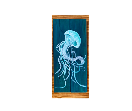 Jellyfish on Wooden Board